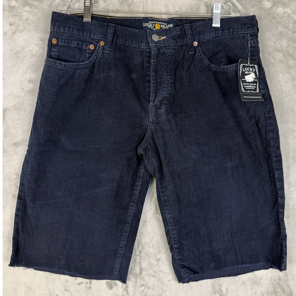 Lucky Brand Mens 221 Slim Straight Corduroy Shorts Navy Blue‎ Size 33